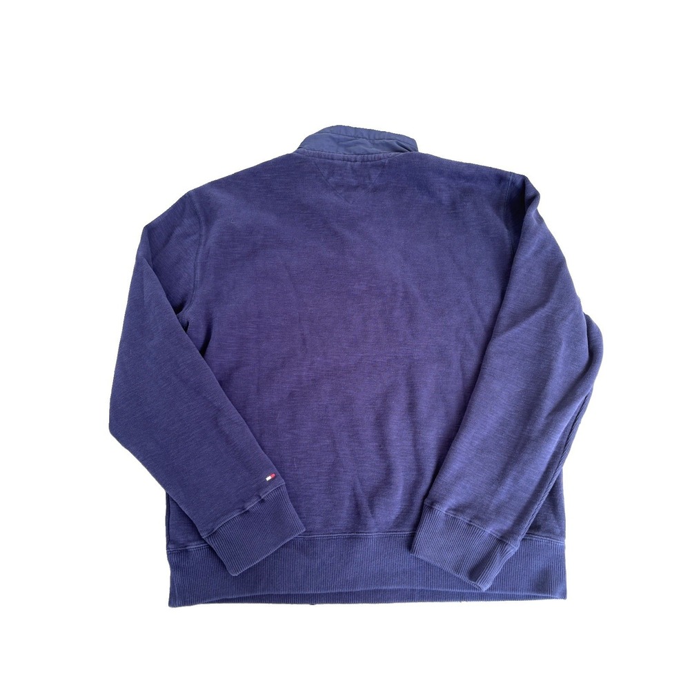 Tommy Hilfiger Mens Navy Blue 1/4 Zip/Buttoned Mock Neck Sweater Size Large - Picture 2 of 8